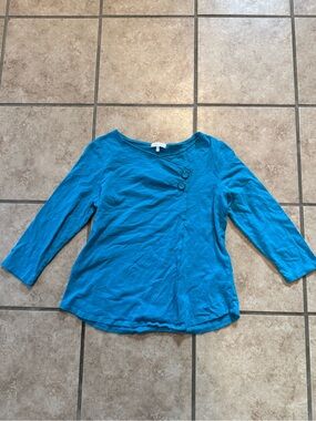 Habitat Blue Long Sleeve Top with Button Detail